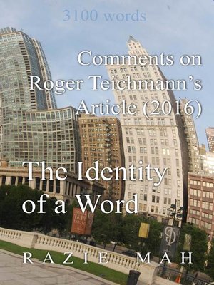 cover image of Comments on Roger Teichmann's Article (2016) the Identity of a Word